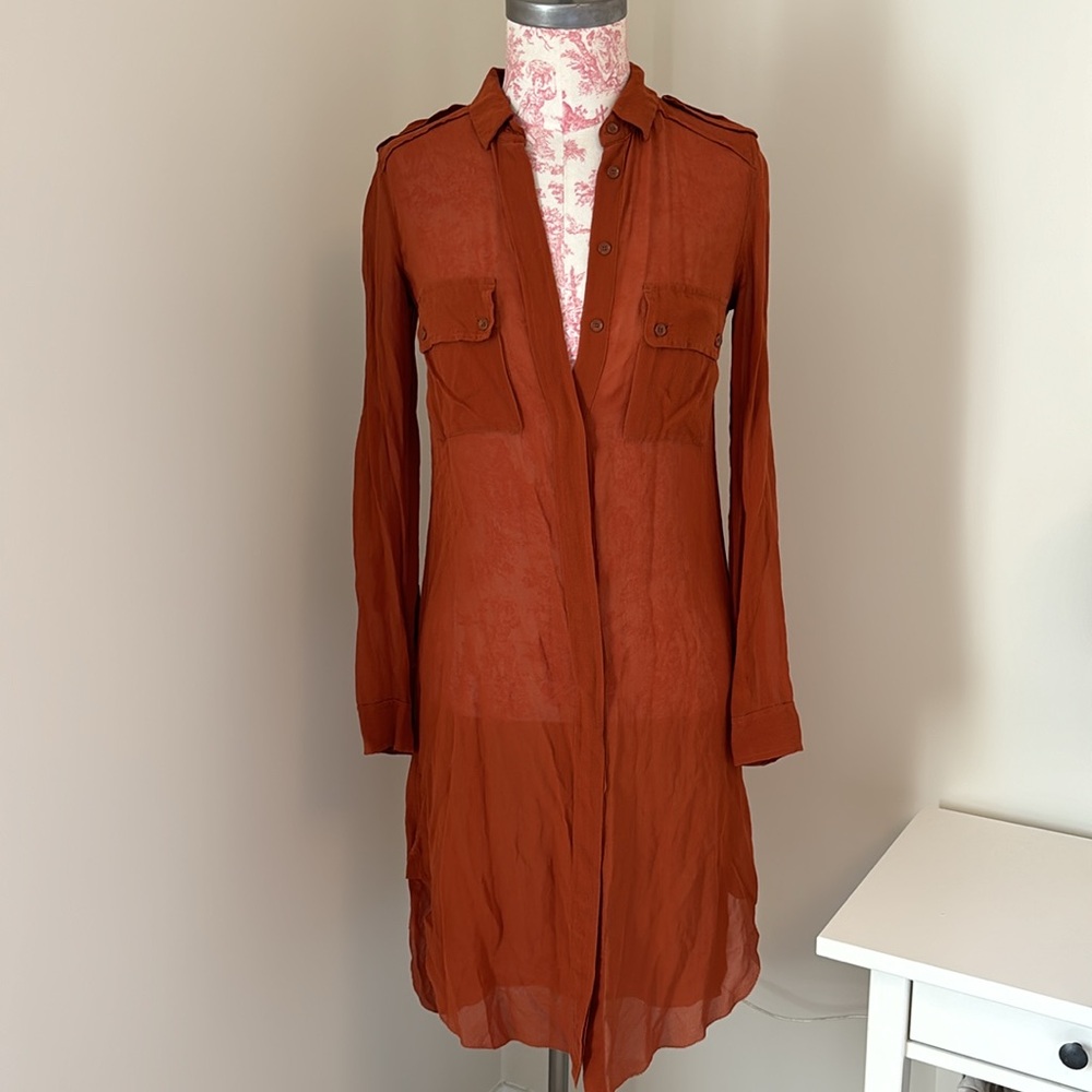 Wilfred Maroon Silk Shirt Dress